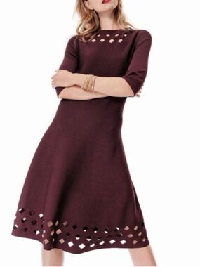NIC+ZOE burgundy "Time Out Twirl" stretch knit A-line dress Size 1X